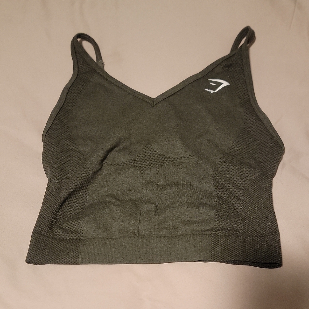 GYM SHARK Vital Seamless Tank Olive Green - Size Medium